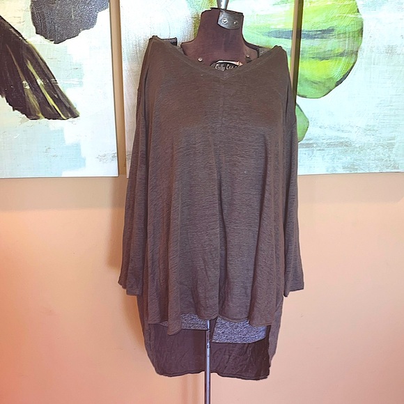 Tahari Tops - Tahari 100% Linen Lightweight Long-sleeve V-Neck Pullover Tee Sz 3x